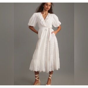 Love The Label Short Sleeve Ruffled Tiered Wrap Maxi Dress